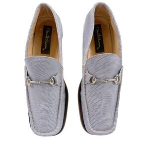 David Aaron Leather Horsebit Loafers Lavender Lizard Emboss 37C Mens 6.5 7 Italy